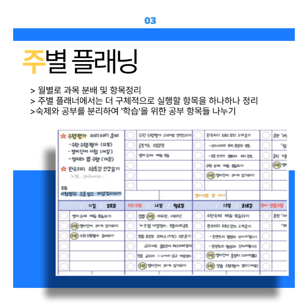 주별 플래닝 체크리스트